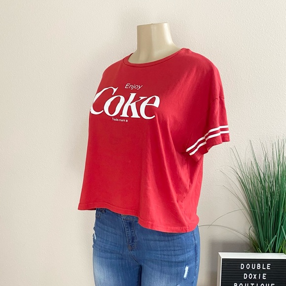 COCA COLA | Red Enjoy Coke Cropped Tee Sz M - Picture 7 of 8